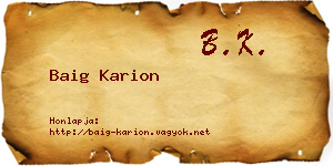 Baig Karion névjegykártya